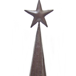 Choinka metalowa wzorzysta na podstawie z drewna mango 52cm